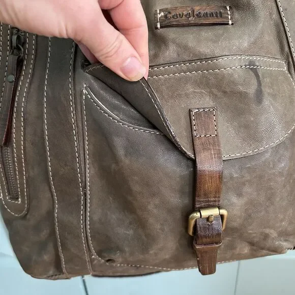 Calvalcanti Genuine Leather Handbag Shoulder Purse Crossbody Strap Made In Italy - Picture 3 of 16